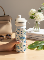 Lumi Insulated Premium Water Bottle 650ml – Royal Meadow Bows Print | 12+ Hours Hot & Cold | 2-Way Lid 1219 Avenue India