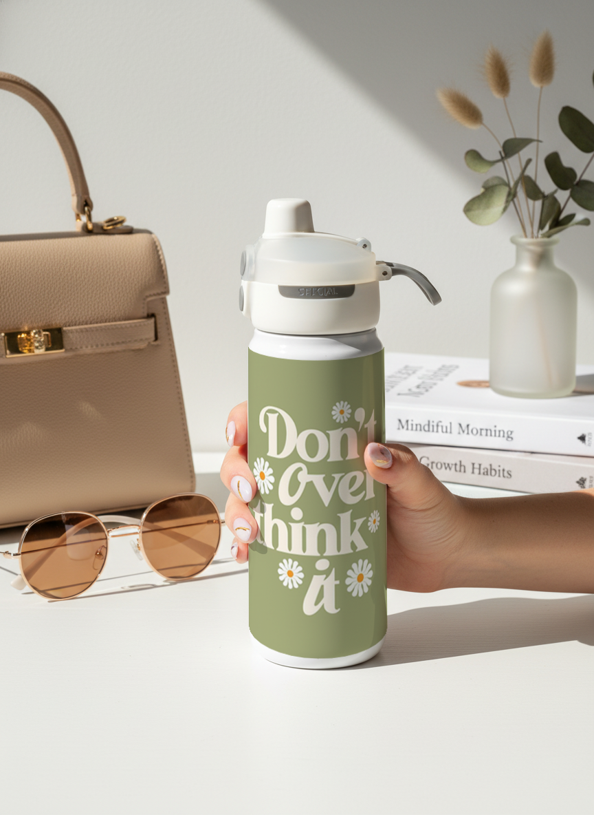 Lumi Insulated Premium Water Bottle 650ml - Slow Down Print | 12+ Hours Hot & Cold | 2-Way Lid 1219 Avenue India