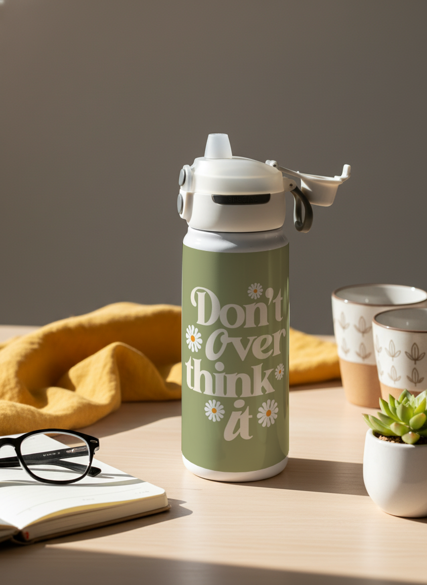 Lumi Insulated Premium Water Bottle 650ml - Slow Down Print | 12+ Hours Hot & Cold | 2-Way Lid 1219 Avenue India