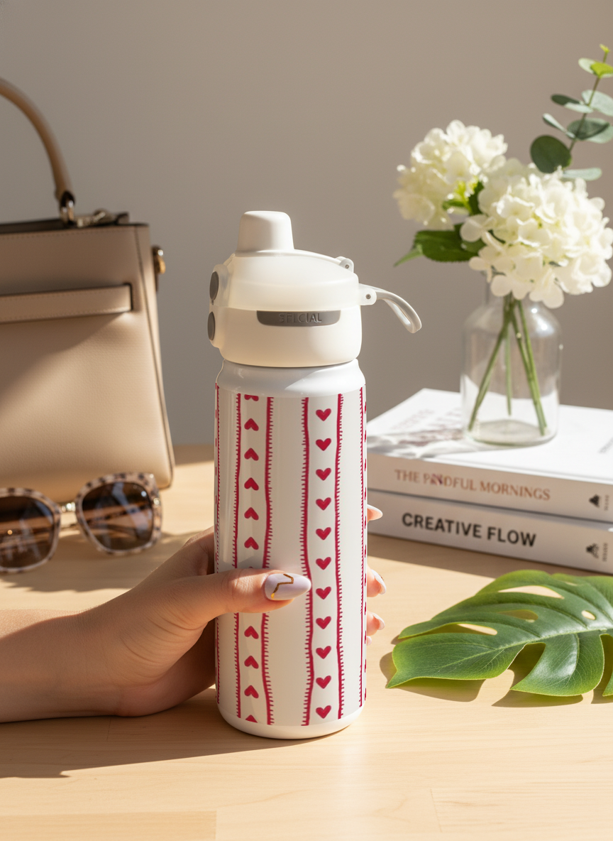 Lumi Insulated Premium Water Bottle 650ml - Sweet Strips Print | 12+ Hours Hot & Cold | 2-Way Lid 1219 Avenue India
