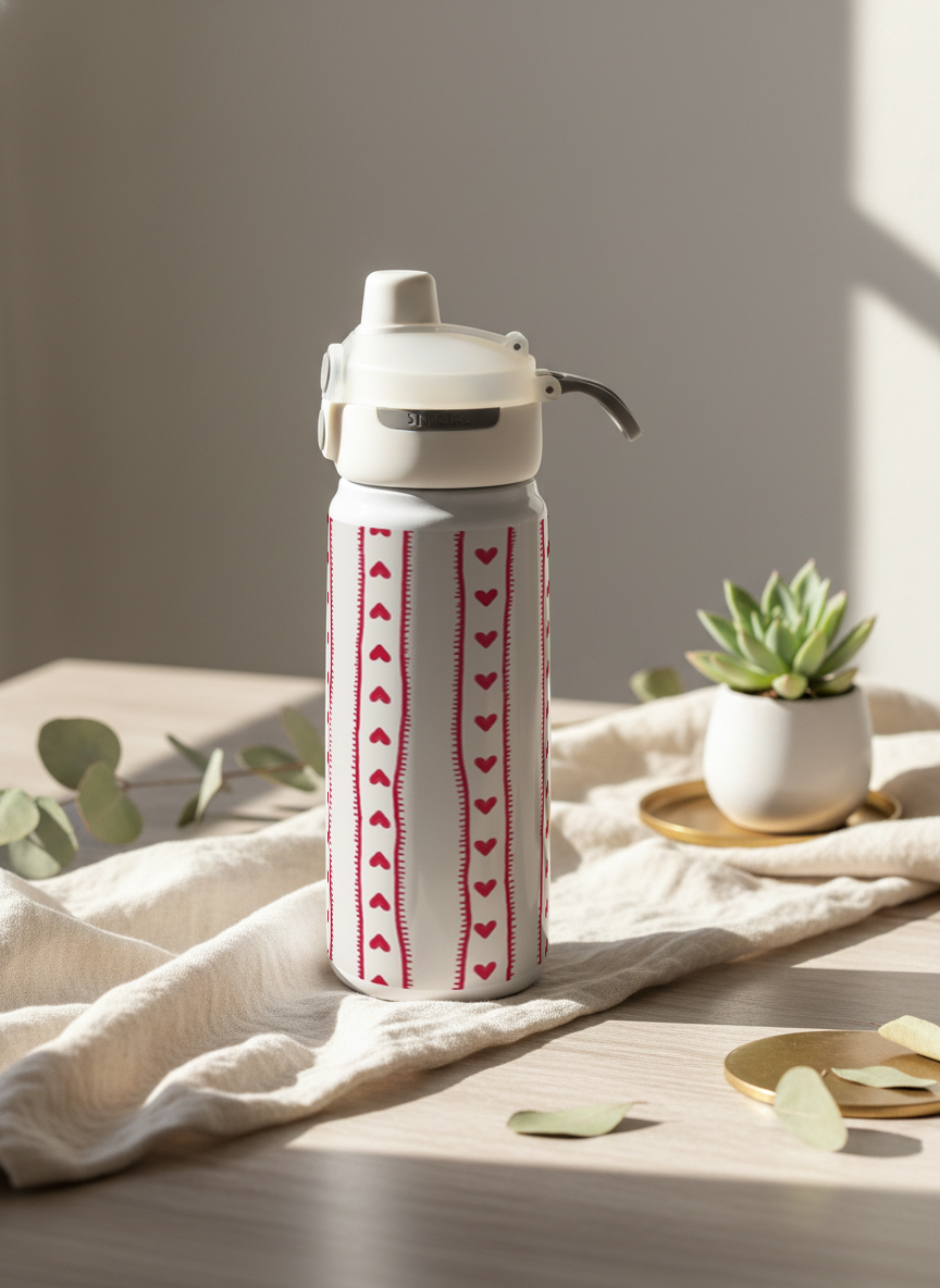 Lumi Insulated Premium Water Bottle 650ml - Sweet Strips Print | 12+ Hours Hot & Cold | 2-Way Lid 1219 Avenue India