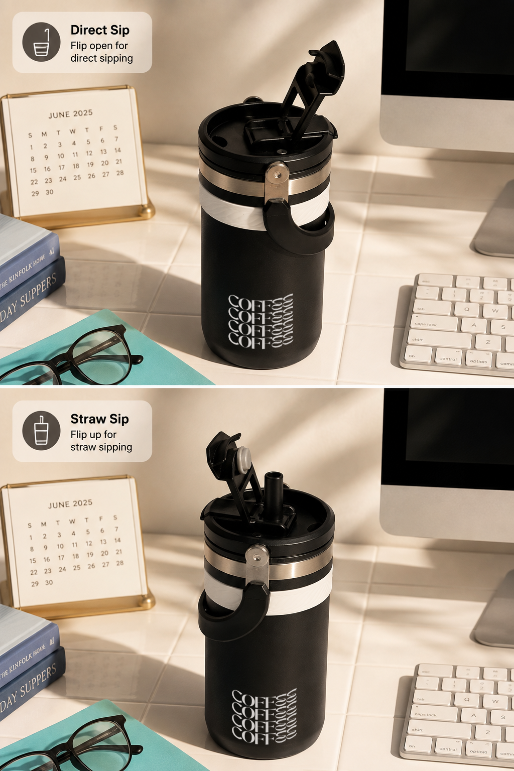 Mini Hydrator Tumbler 700ml – Coffee Loop Print | Double Wall Vacuum Insulated Hot & Cold Bottle 1219 Avenue