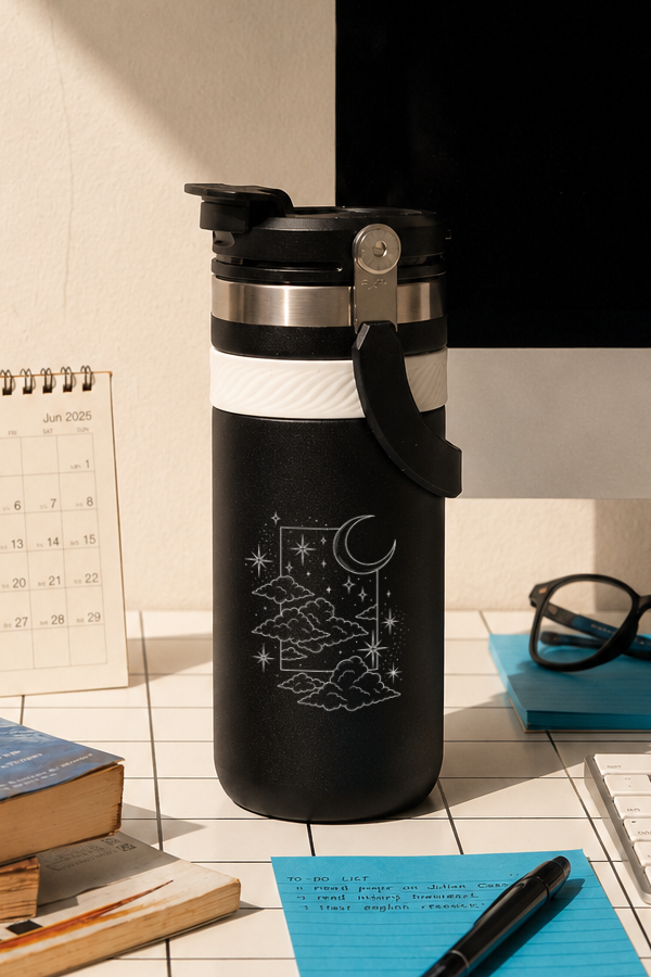 Mini Hydrator Tumbler 700ml – Moonlit Reverie Print | Double Wall Vacuum Insulated Hot & Cold Bottle