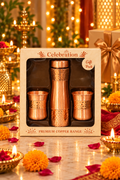Miraas Copper Gift Set | 99%  Copper Water Bottle 1000ml with 2 Hammered Copper Glasses 1219 Avenue