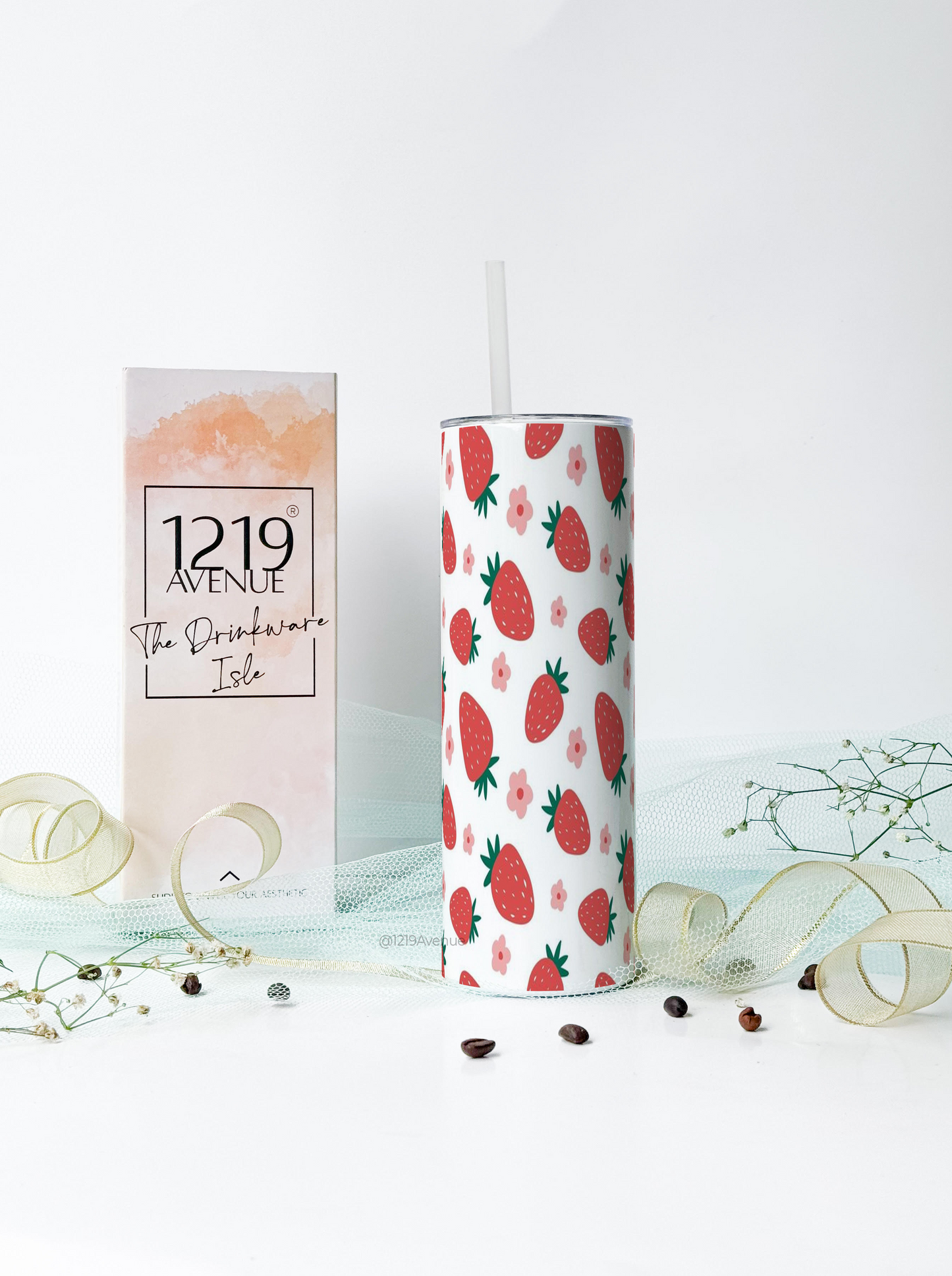 Colossal Tumbler 750ML with silicon straw| Berries All Over Print |Double Walled Insulated Tumbler