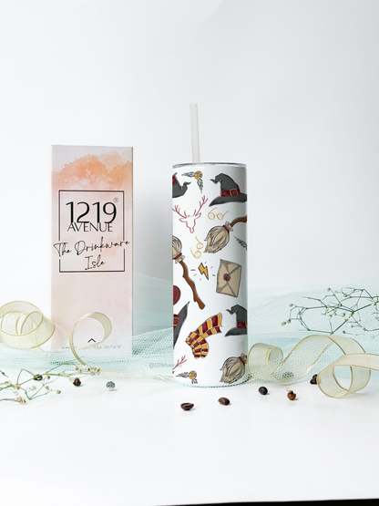 Colossal Tumbler 750ml with Silicon Straw | Cute H.P All Over Print| Double Walled Insulated Tumbler 26oz