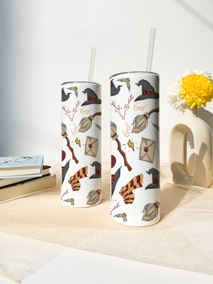 Colossal Tumbler 750ml with Silicon Straw | Cute H.P All Over Print| Double Walled Insulated Tumbler 26oz