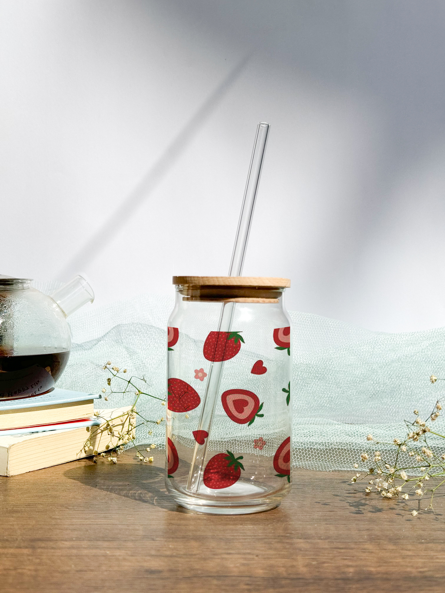 Can Shaped Sipper 500ml| Berries All Over| Tumbler with lid, straw and coaster