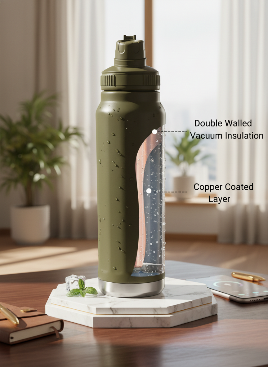 Personalized PACE AURA Insulated Water Bottle 750ml - Vacuum Sealed Stainless Steel Gym Bottle, Keeps Hot & Cold for 10+ Hours, Leakproof Sports Bottle for Travel & Fitness 1219 Avenue