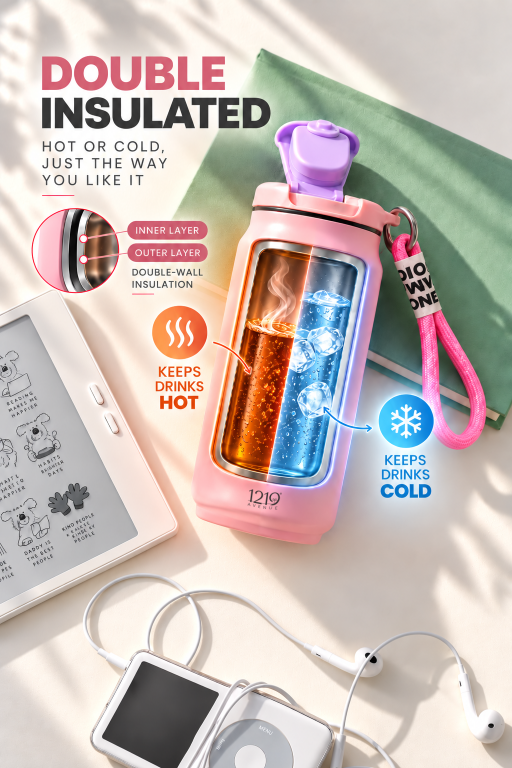 Peachy Pod Can Tumbler 500ml | Double Wall Insulated Hot & Cold Can Tumbler 1219 Avenue