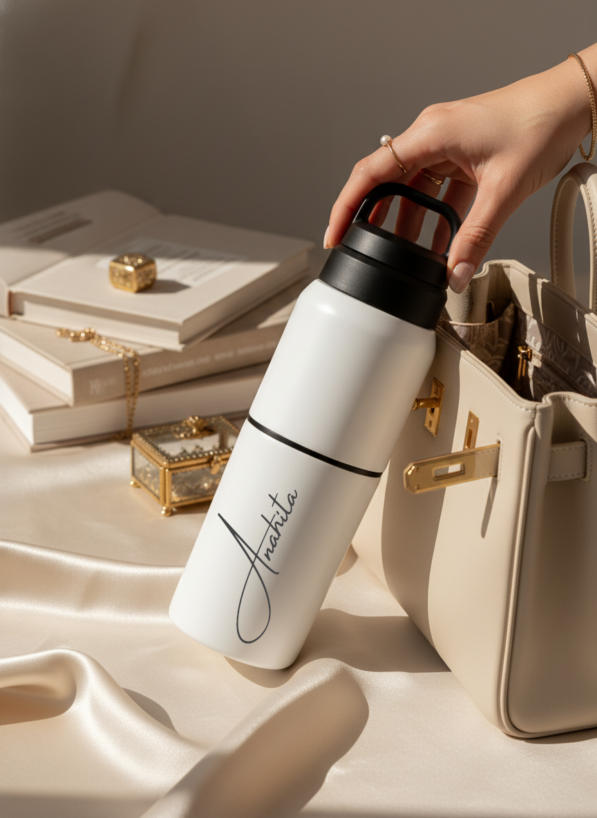 Personalised Essentia 2 in 1 Insulated Water Bottle 500ml | Stainless Steel Hot & Cold Bottle for Gym, Travel & Fitness | 1219 Avenue
