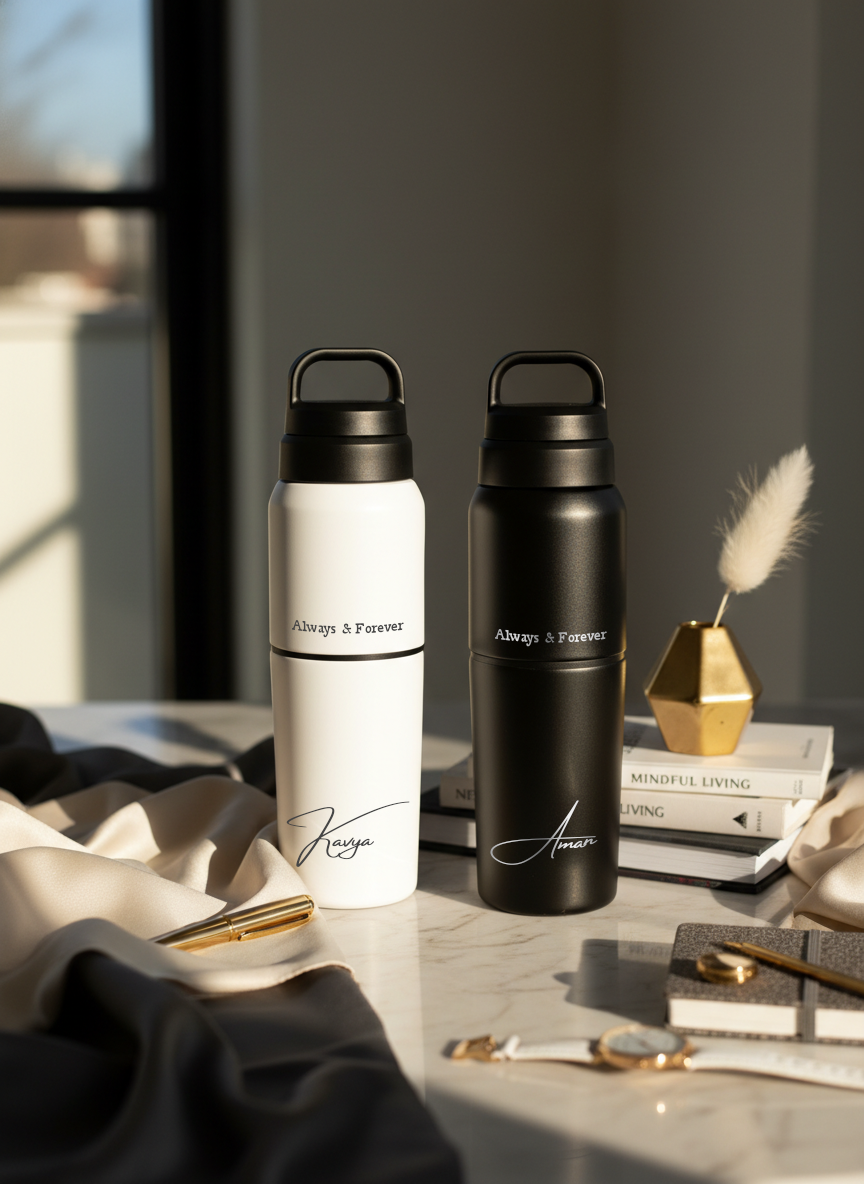 Personalised Essentia 2 in 1 Insulated Water Bottle 500ml | Stainless Steel Hot & Cold Bottle for Gym, Travel & Fitness | 1219 Avenue 1219 Avenue