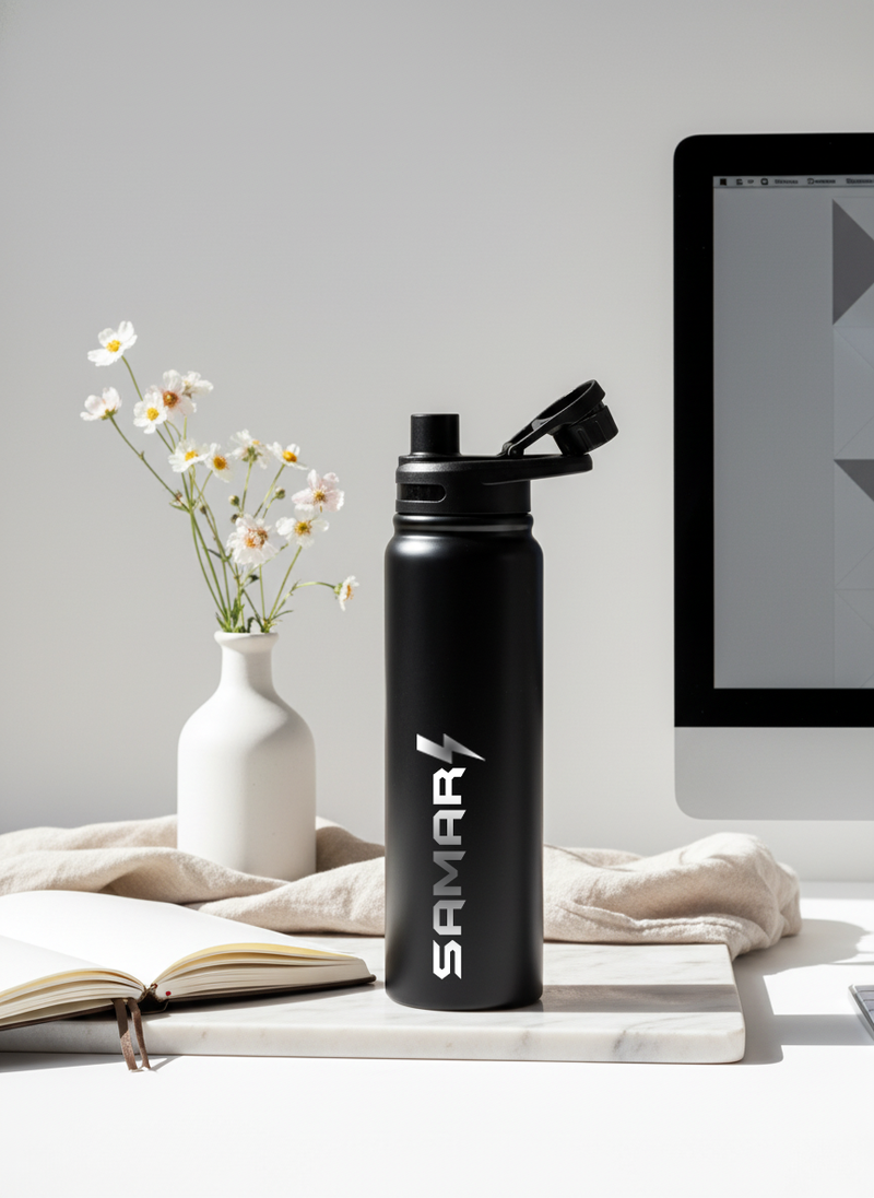 Personalised Hydra Fliptop 750ml Water Bottle | Hot & Cold Insulated Stainless Steel Bottle for Gym, Sports & Travel | 1219 Avenue 1219 Avenue
