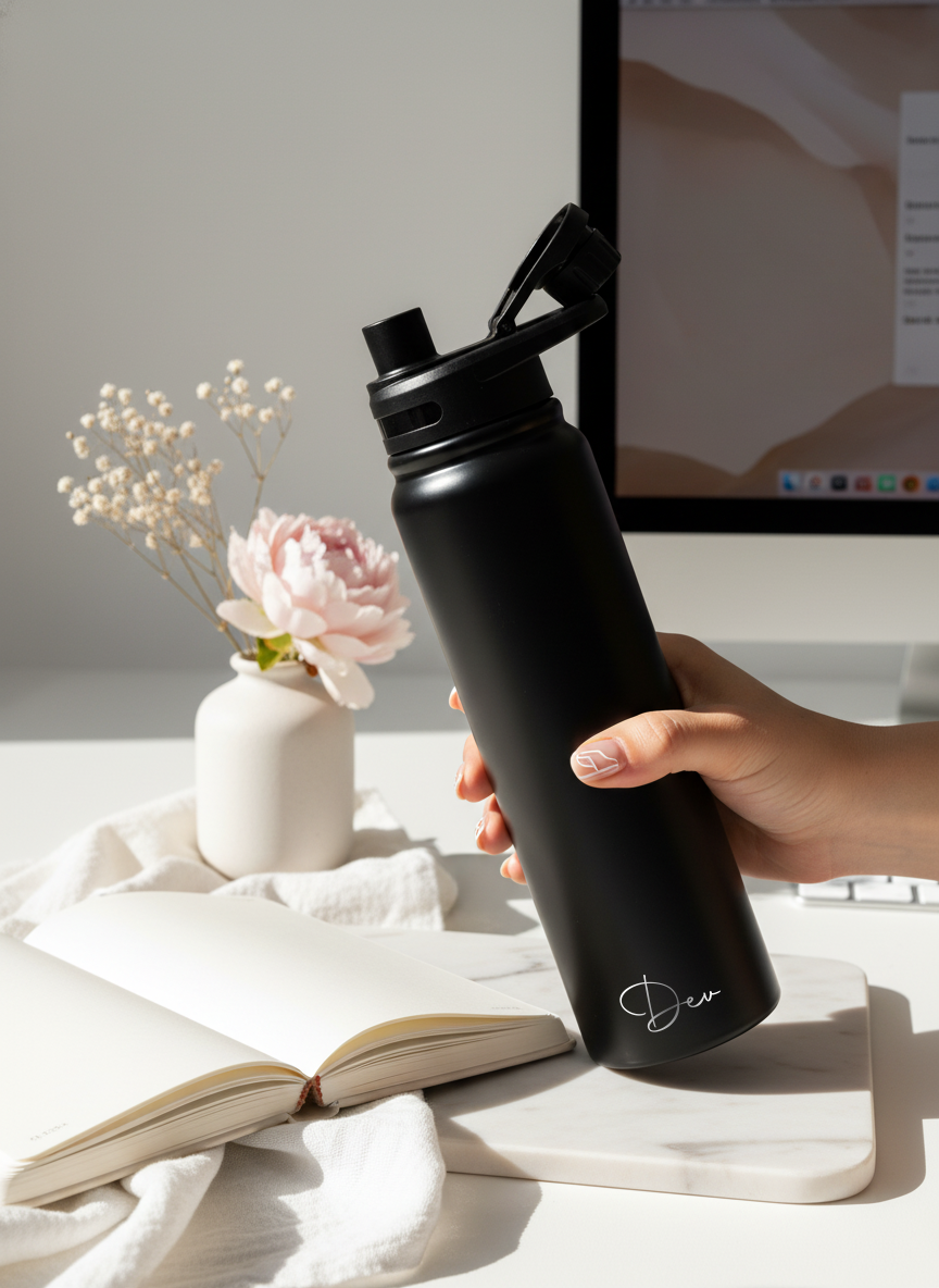 Personalised Hydra Fliptop 750ml Water Bottle | Hot & Cold Insulated Stainless Steel Bottle for Gym, Sports & Travel | 1219 Avenue 1219 Avenue