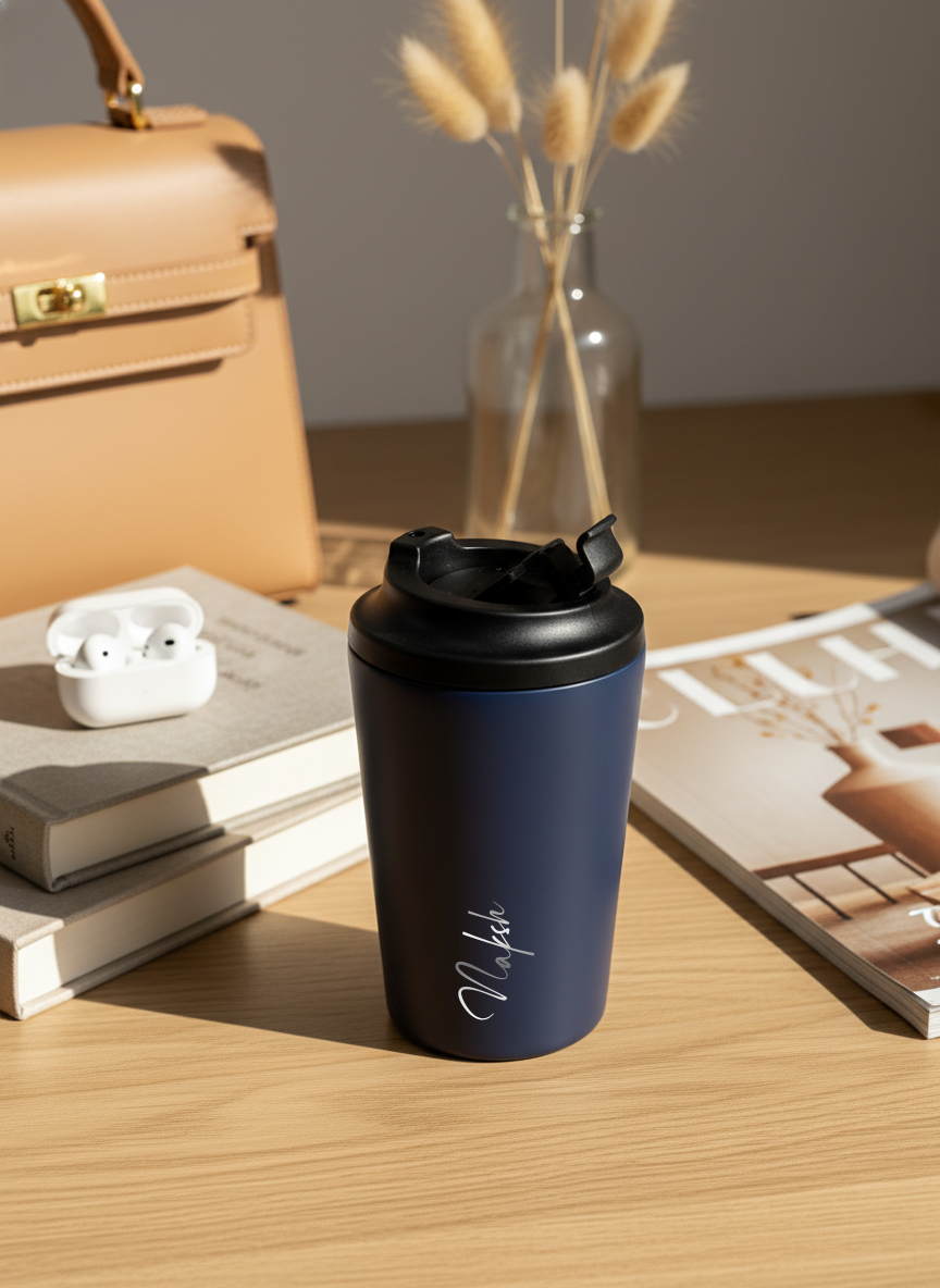 Personalised Latte Line Barista Flask 400ml | Insulated Stainless Steel Hot & Cold Travel Mug | 1219 Avenue 1219 Avenue