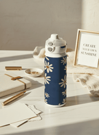 Personalised Lumi Insulated Premium Water Bottle 650ml – Azure Daisy Garden Print | 12+ Hours Hot & Cold | 2-Way Lid 1219 Avenue