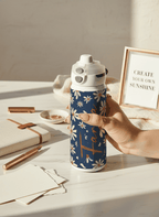 Personalised Lumi Insulated Premium Water Bottle 650ml – Azure Daisy Garden Print | 12+ Hours Hot & Cold | 2-Way Lid 1219 Avenue