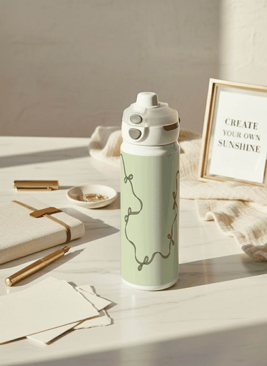 Personalised Lumi Insulated Premium Water Bottle 650ml – Emerald Ribbons Print | 12+ Hours Hot & Cold | 2-Way Lid 1219 Avenue