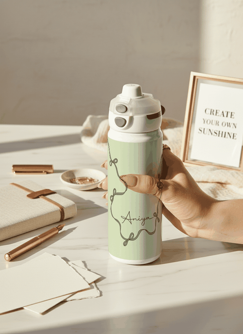 Personalised Lumi Insulated Premium Water Bottle 650ml – Emerald Ribbons Print | 12+ Hours Hot & Cold | 2-Way Lid 1219 Avenue