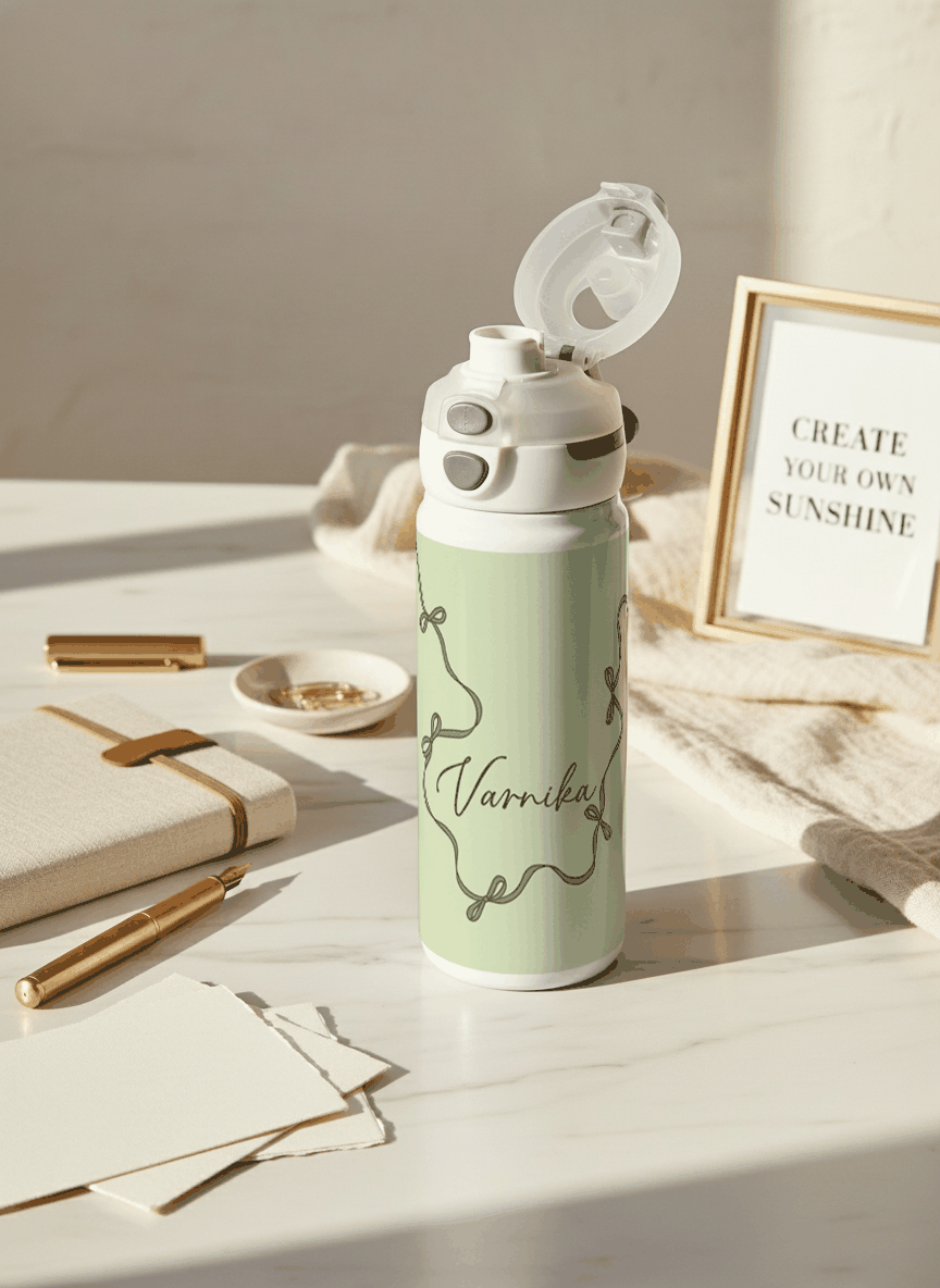Personalised Lumi Insulated Premium Water Bottle 650ml – Emerald Ribbons Print | 12+ Hours Hot & Cold | 2-Way Lid 1219 Avenue