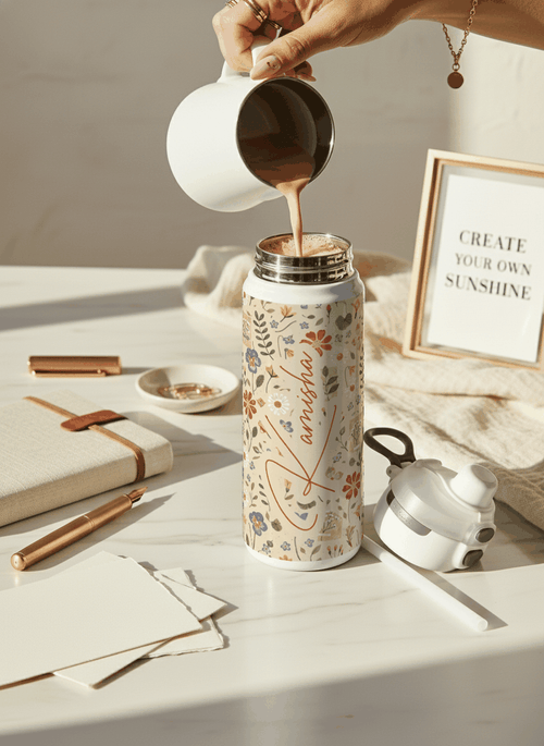 Personalised Lumi Insulated Premium Water Bottle 650ml – Enchanted Petals Print | 12+ Hours Hot & Cold | 2-Way Lid 1219 Avenue