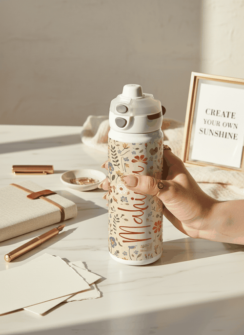 Personalised Lumi Insulated Premium Water Bottle 650ml – Enchanted Petals Print | 12+ Hours Hot & Cold | 2-Way Lid 1219 Avenue
