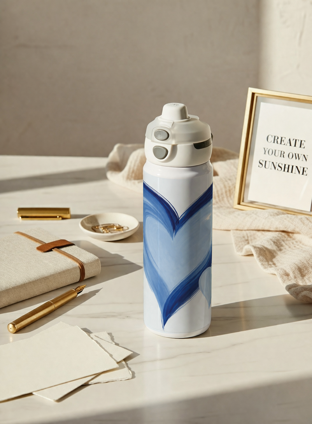 Personalised Lumi Insulated Premium Water Bottle 650ml – Indigo Hearts Print | 12+ Hours Hot & Cold | 2-Way Lid 1219 Avenue