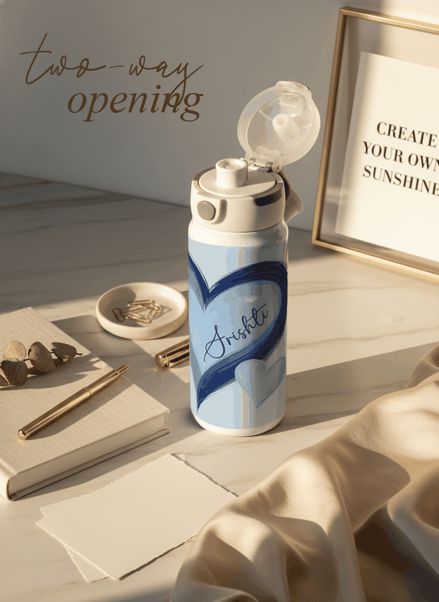 Personalised Lumi Insulated Premium Water Bottle 650ml – Indigo Hearts Print | 12+ Hours Hot & Cold | 2-Way Lid 1219 Avenue