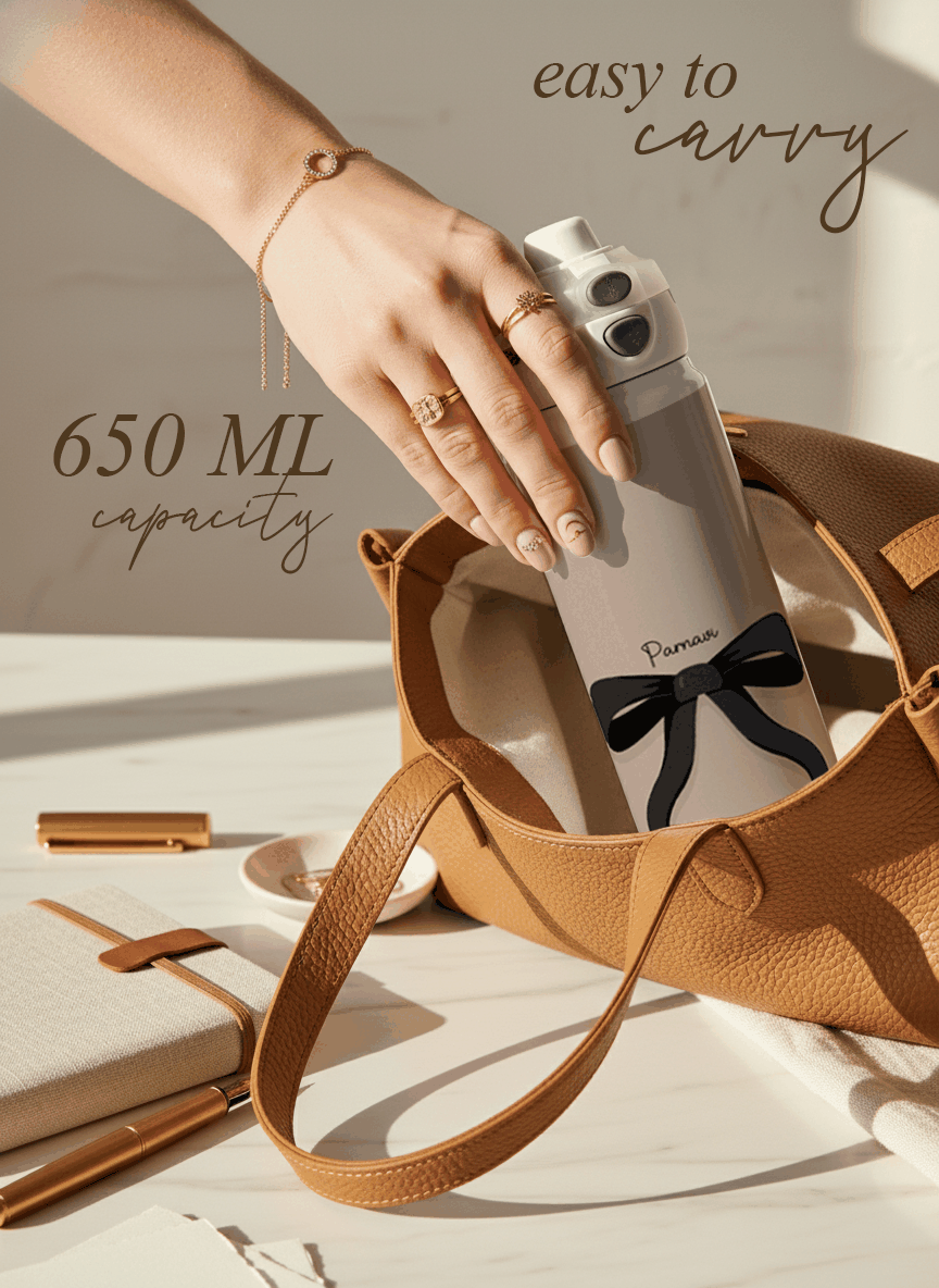 Personalised Lumi Insulated Premium Water Bottle 650ml – Noir Ribbon Print | 12+ Hours Hot & Cold | 2-Way Lid 1219 Avenue