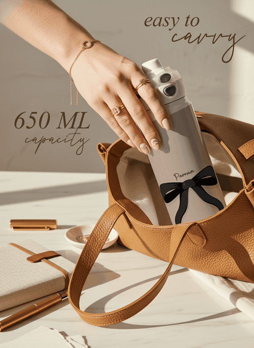 Personalised Lumi Insulated Premium Water Bottle 650ml – Noir Ribbon Print | 12+ Hours Hot & Cold | 2-Way Lid 1219 Avenue