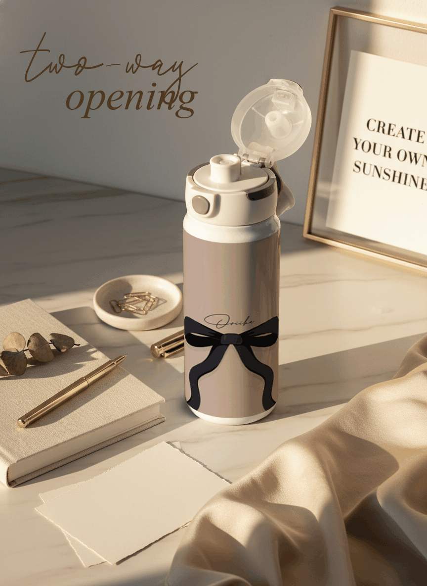Personalised Lumi Insulated Premium Water Bottle 650ml – Noir Ribbon Print | 12+ Hours Hot & Cold | 2-Way Lid 1219 Avenue