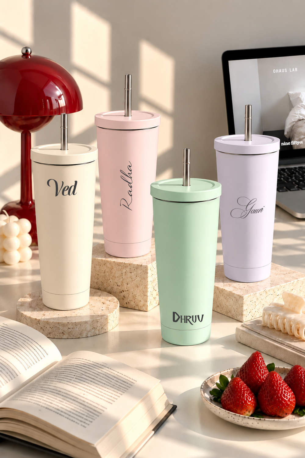 Personalised Muse 600ml Insulated Tumbler | Double Wall Hot & Cold Insulated Tumbler with Steel Straw