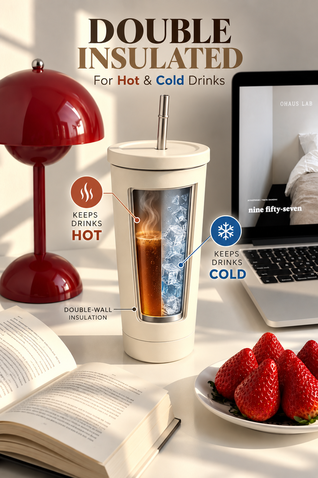 Personalised Muse 600ml Insulated Tumbler | Double Wall Hot & Cold Insulated Tumbler with Steel Straw 1219 Avenue