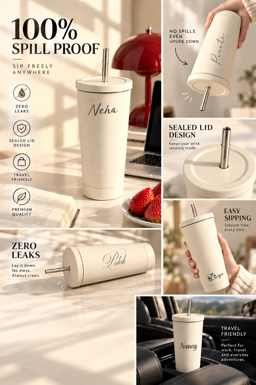 Personalised Muse 600ml Insulated Tumbler | Double Wall Hot & Cold Insulated Tumbler with Steel Straw 1219 Avenue