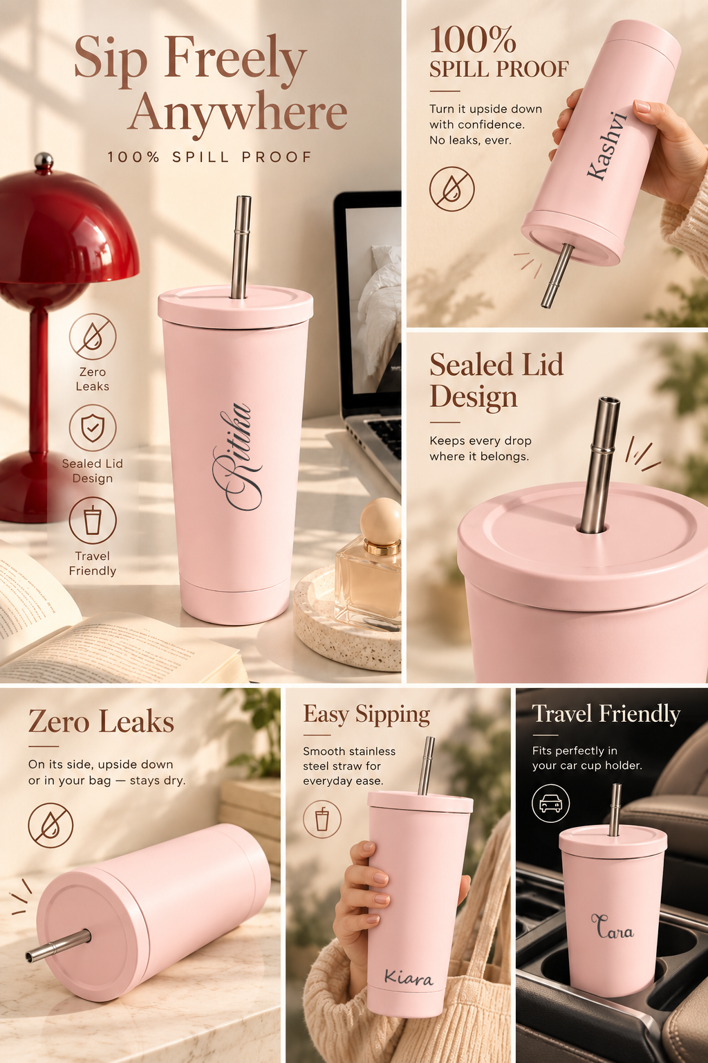 Personalised Muse 600ml Insulated Tumbler | Double Wall Hot & Cold Insulated Tumbler with Steel Straw 1219 Avenue