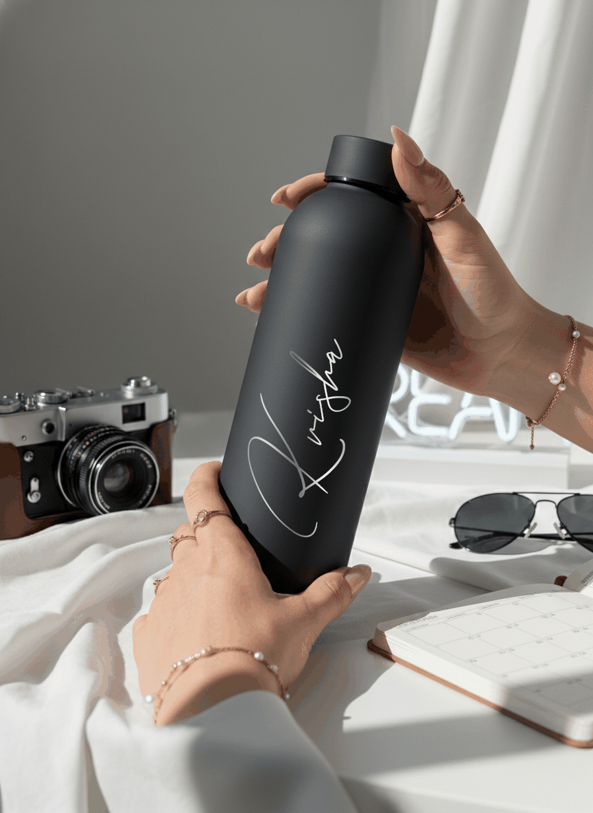 Personalized Bae-Sic Double Walled Insulated Bottles 500 ML| Name/Quote| Double Walled Insulated | 8-10hrs Hot And Cold 1219 Avenue India