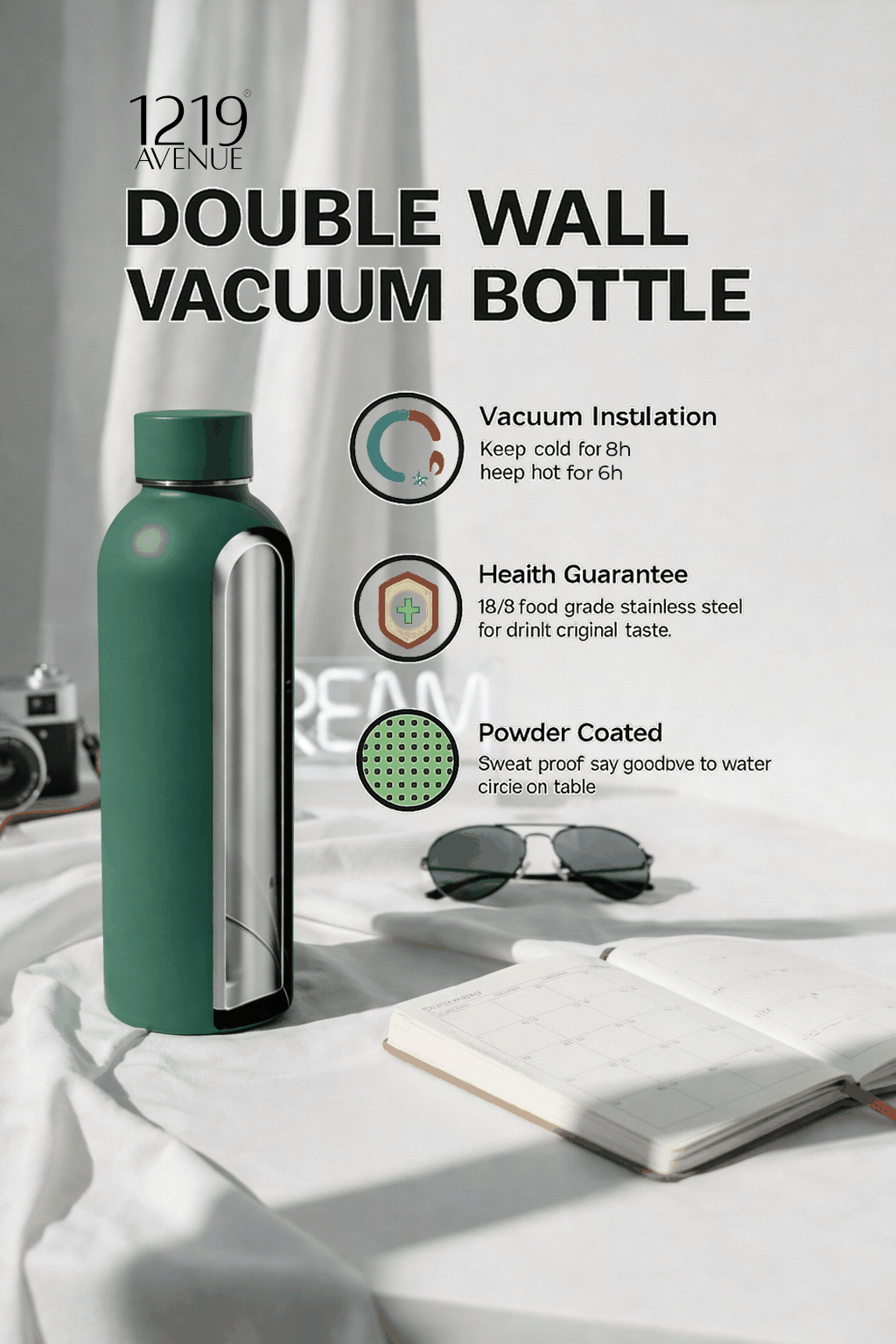 Personalized Bae-Sic Double Walled Insulated Bottles 500 ML| Name/Quote| Double Walled Insulated | 8-10hrs Hot And Cold 1219 Avenue India