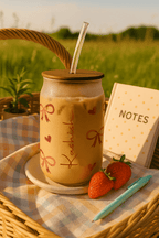 Personalized Bowtique Frosted Glass Can Sipper 500ml – Coffee Tumbler with Straw & Lid 1219 Avenue