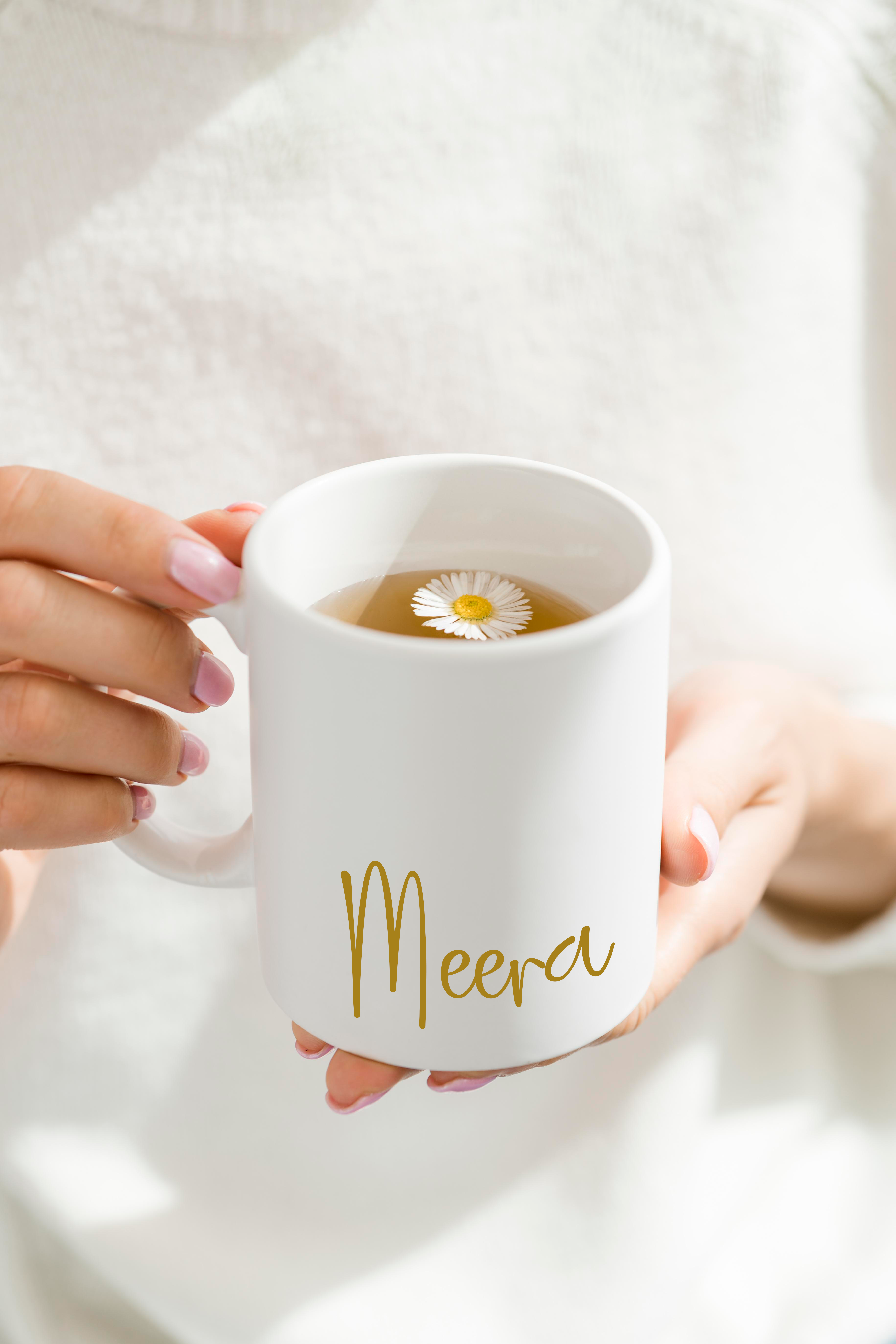 Personalized Ceramic White Mug 350ml | Name Customized Permanent Print | Pocket Picks Mugs 1219 Avenue India