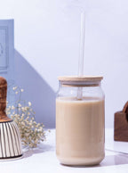 Personalized Clear Can Sipper 500ml|Name Customized| Coffee Glass Tumbler with straw and lid 22oz 1219 Avenue India