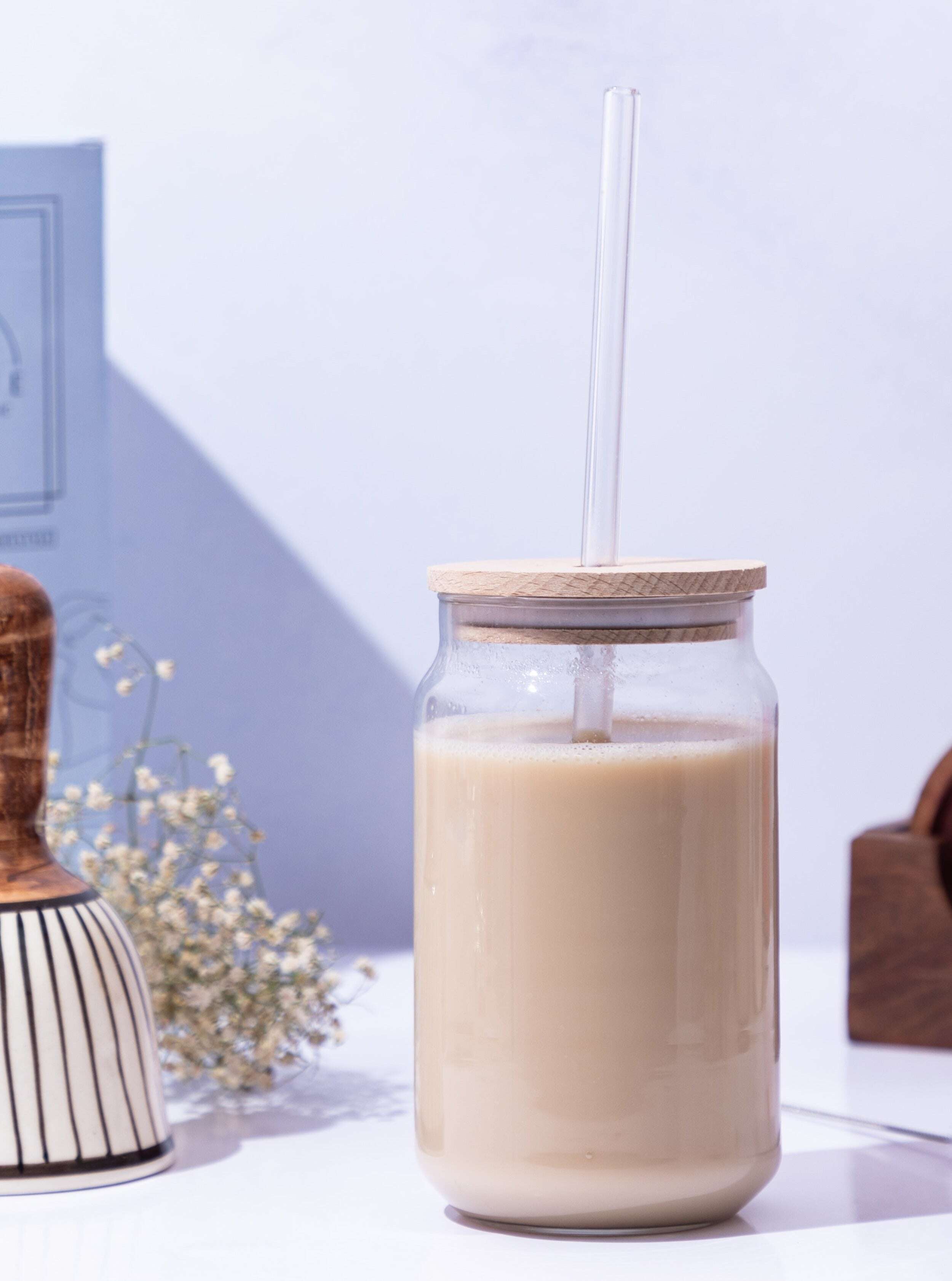 Personalized Clear Can Sipper 500ml|Name Customized| Coffee Glass Tumbler with straw and lid 22oz 1219 Avenue India