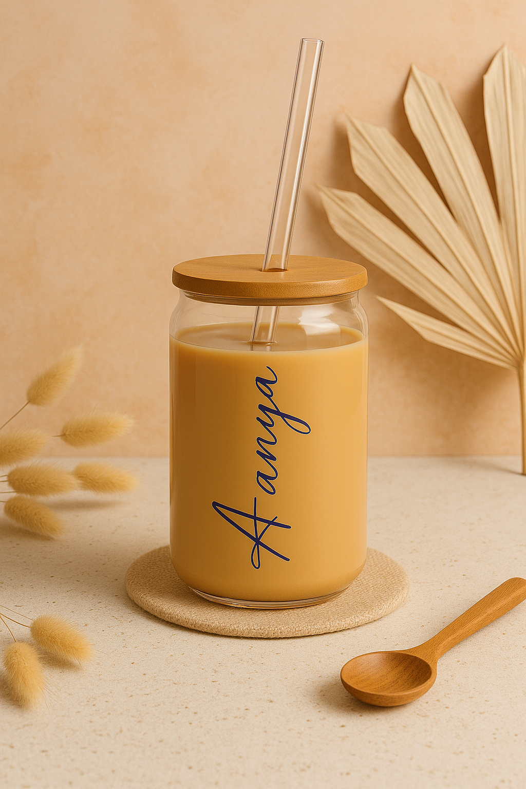 Personalized Clear Can Sipper 500ml|Name Customized| Coffee Glass Tumbler with straw and lid 22oz 1219 Avenue India