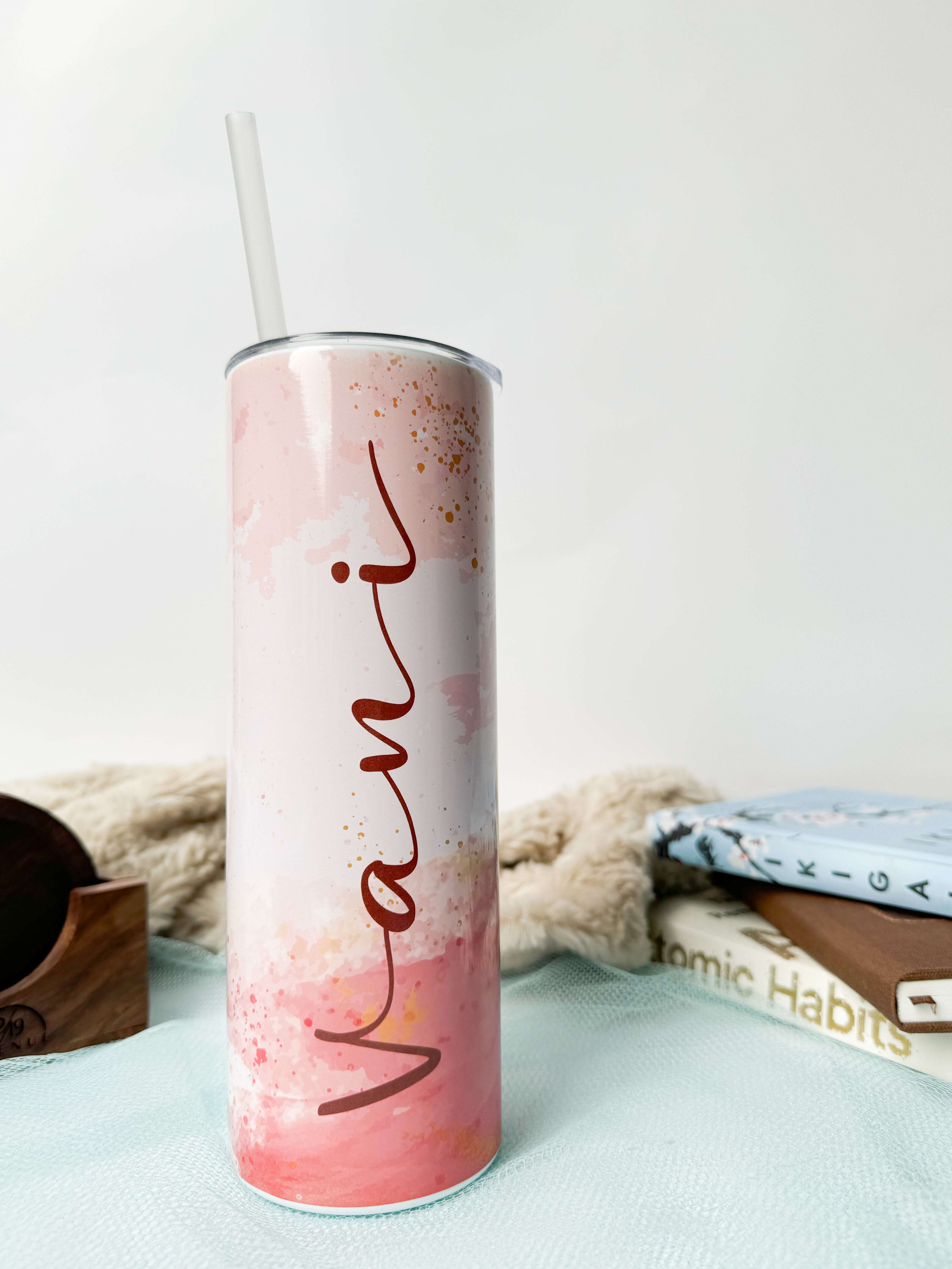 Personalized Colossal Tumbler 700ml with Straw | Dreamy Cascade Name Custom Print| Double Walled Insulated Tumbler 7-8 hrs 1219 Avenue India