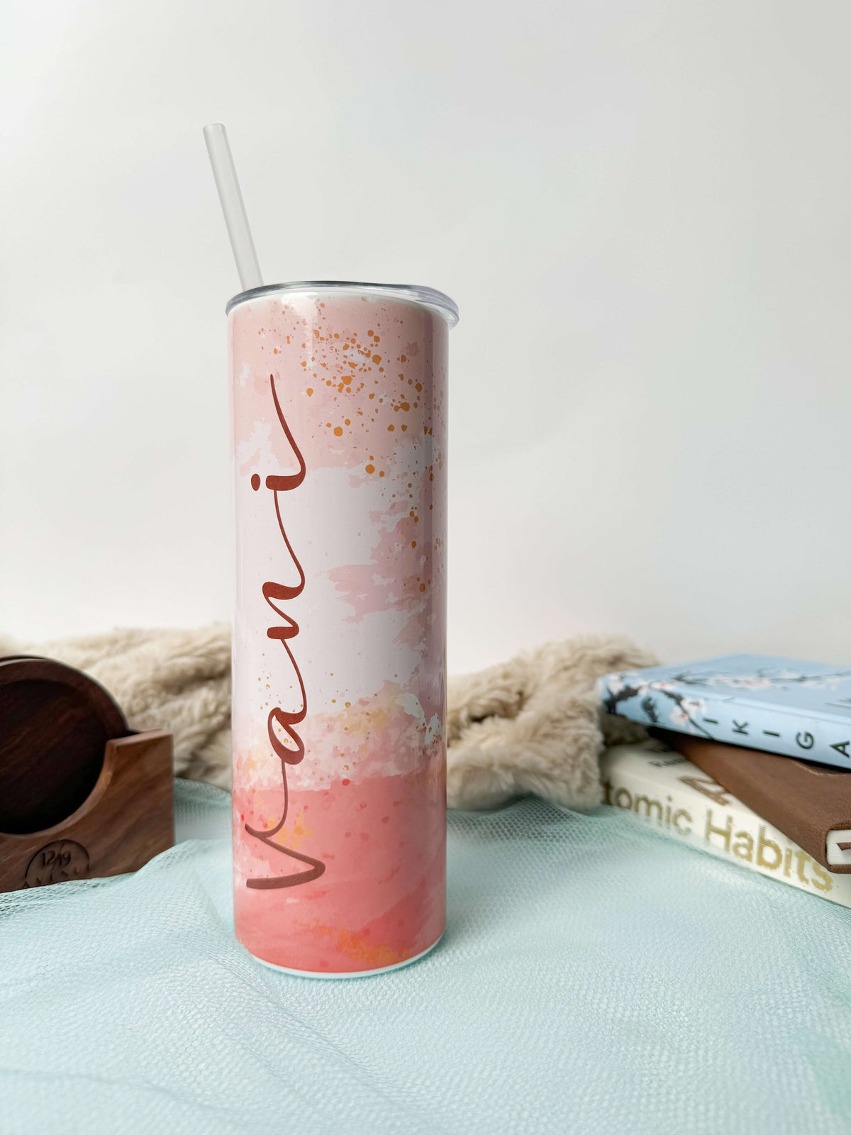 Personalized Colossal Tumbler 700ml with Straw | Dreamy Cascade Name Custom Print| Double Walled Insulated Tumbler 7-8 hrs 1219 Avenue India
