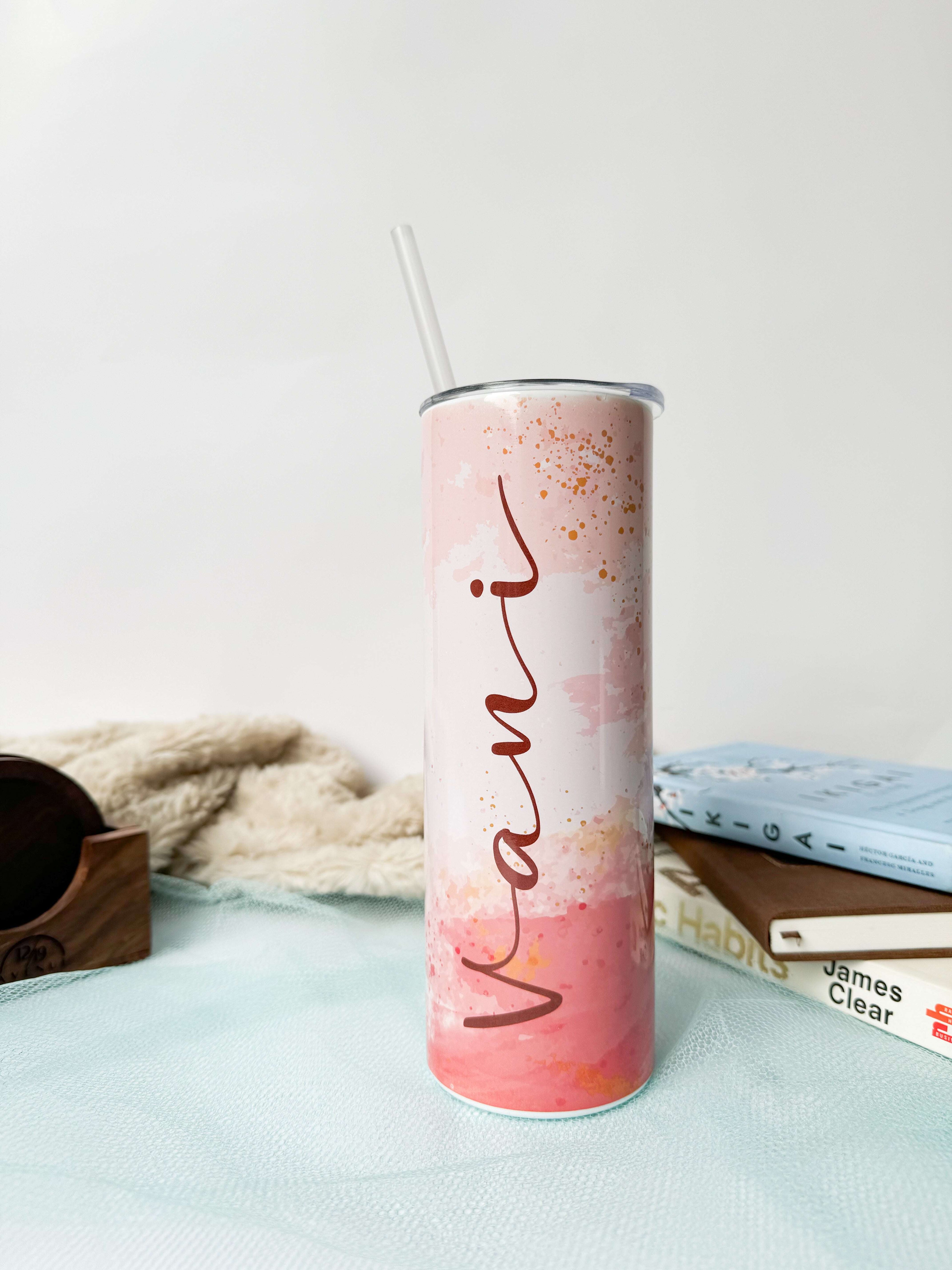 Personalized Colossal Tumbler 700ml with Straw | Dreamy Cascade Name Custom Print| Double Walled Insulated Tumbler 7-8 hrs 1219 Avenue India