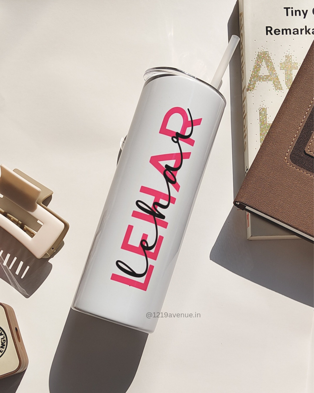 Personalized Colossal Tumbler 700ml with Straw | Signature Sip Print| Double Walled Insulated Tumbler 7-8 hrs 1219 Avenue India