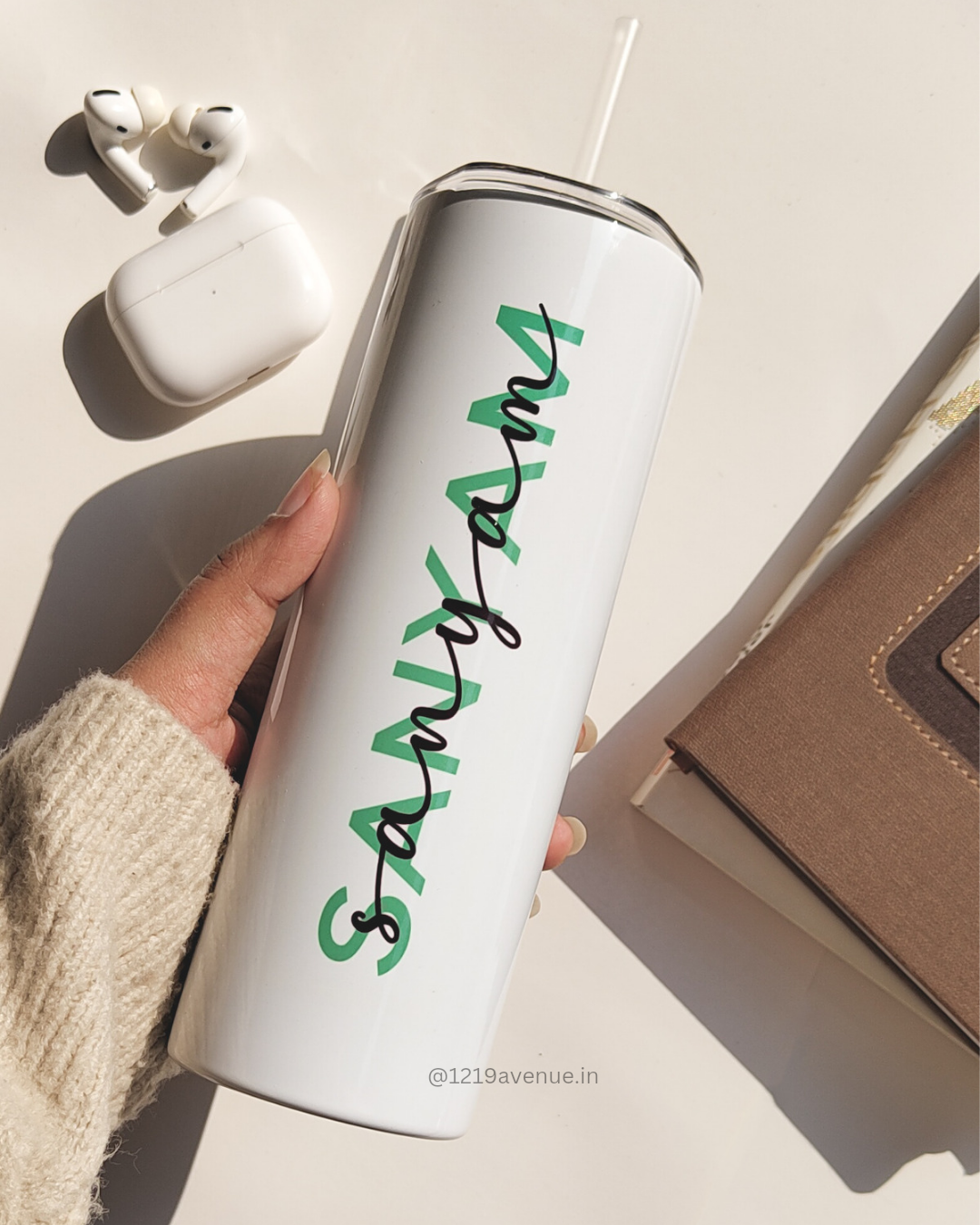 Personalized Colossal Tumbler 700ml with Straw | Signature Sip Print| Double Walled Insulated Tumbler 7-8 hrs 1219 Avenue India