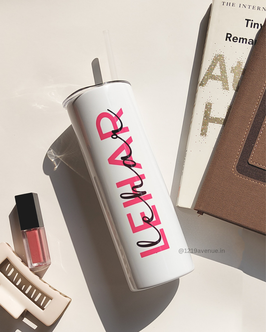 Personalized Colossal Tumbler 700ml with Straw | Signature Sip Print| Double Walled Insulated Tumbler 7-8 hrs 1219 Avenue India