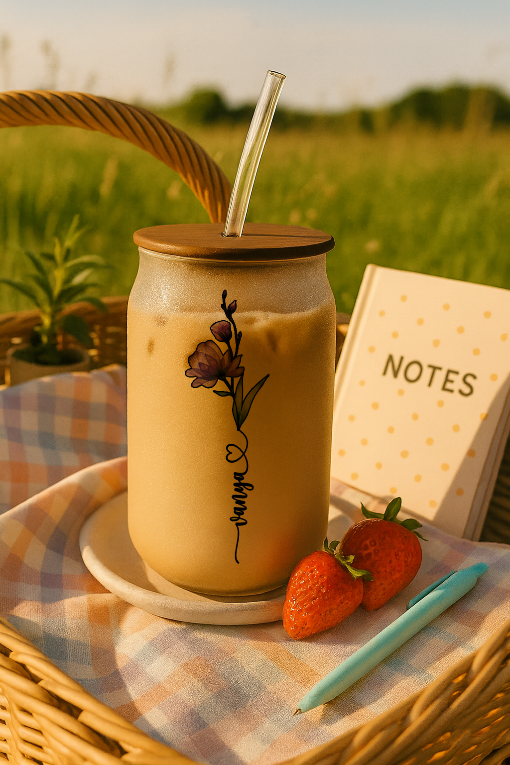 Personalized Eversoft Frosted Glass Can Sipper 500ml – Coffee Tumbler with Straw & Lid 1219 Avenue India