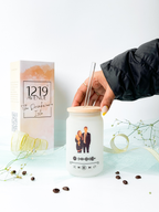 Personalized Frosted Can Sipper 500ml|Graphic Illustration with Spotify link| Coffee Glass Tumbler with straw and lid 22oz 1219 Avenue